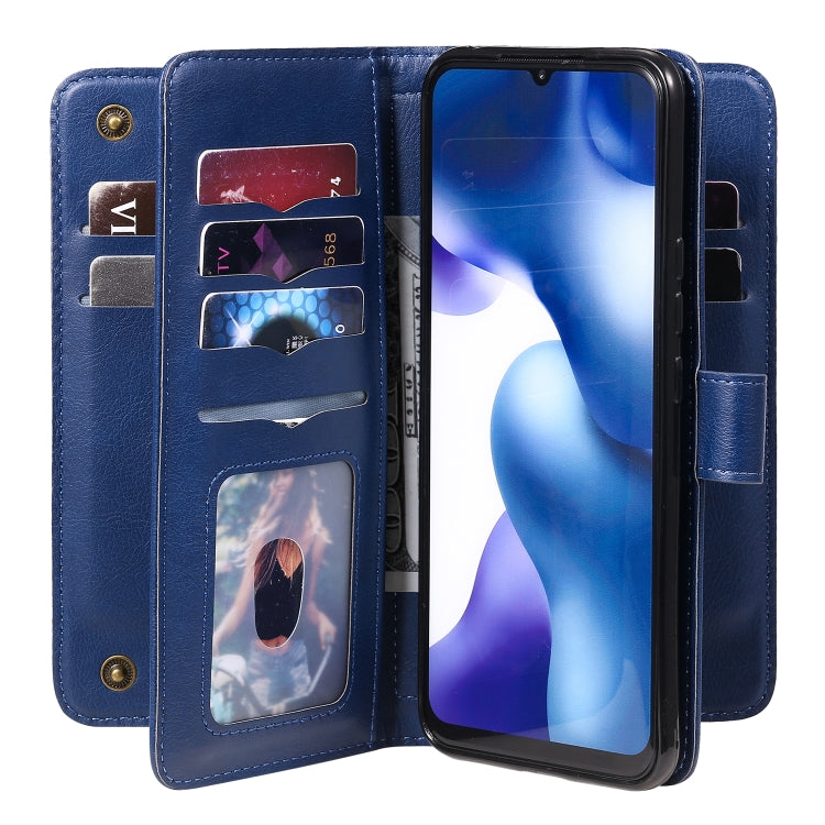 For Xiaomi Mi 10 Lite Multifunctional Magnetic Copper Buckle Horizontal Flip Solid Color Leather Case with 10 Card Slots & Wallet & Holder & Photo Frame