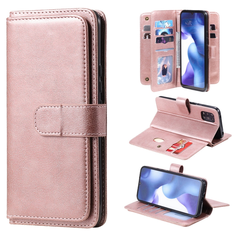 For Xiaomi Mi 10 Lite Multifunctional Magnetic Copper Buckle Horizontal Flip Solid Color Leather Case with 10 Card Slots & Wallet & Holder & Photo Frame