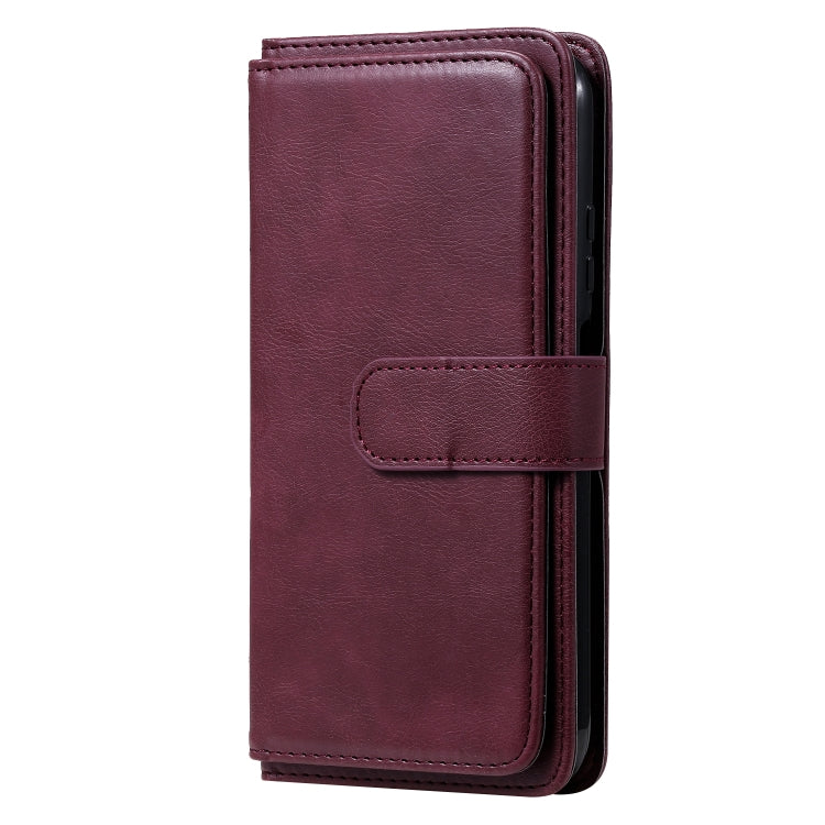 For Huawei P40 Lite Multifunctional Magnetic Copper Buckle Horizontal Flip Solid Color Leather Case with 10 Card Slots & Wallet & Holder & Photo Frame