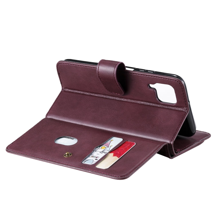 For Huawei P40 Lite Multifunctional Magnetic Copper Buckle Horizontal Flip Solid Color Leather Case with 10 Card Slots & Wallet & Holder & Photo Frame