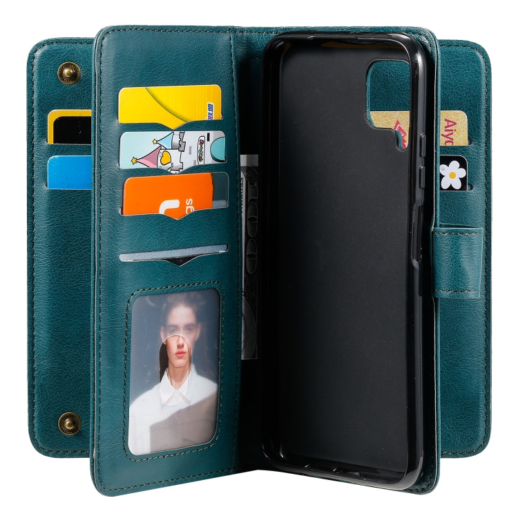 For Huawei P40 Lite Multifunctional Magnetic Copper Buckle Horizontal Flip Solid Color Leather Case with 10 Card Slots & Wallet & Holder & Photo Frame