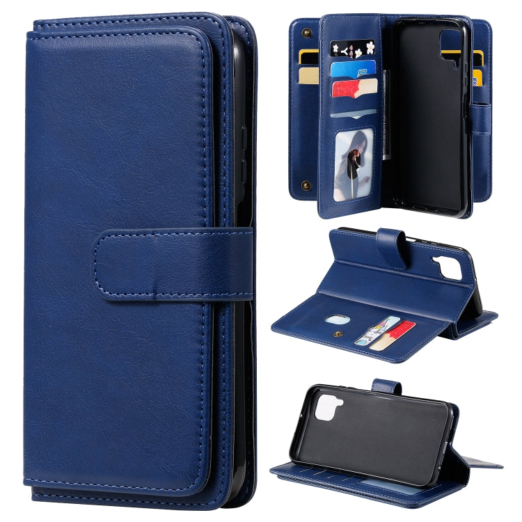 For Huawei P40 Lite Multifunctional Magnetic Copper Buckle Horizontal Flip Solid Color Leather Case with 10 Card Slots & Wallet & Holder & Photo Frame