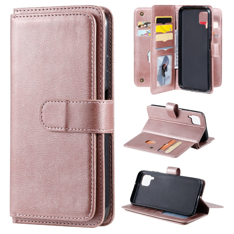 For Huawei P40 Lite Multifunctional Magnetic Copper Buckle Horizontal Flip Solid Color Leather Case with 10 Card Slots & Wallet & Holder & Photo Frame