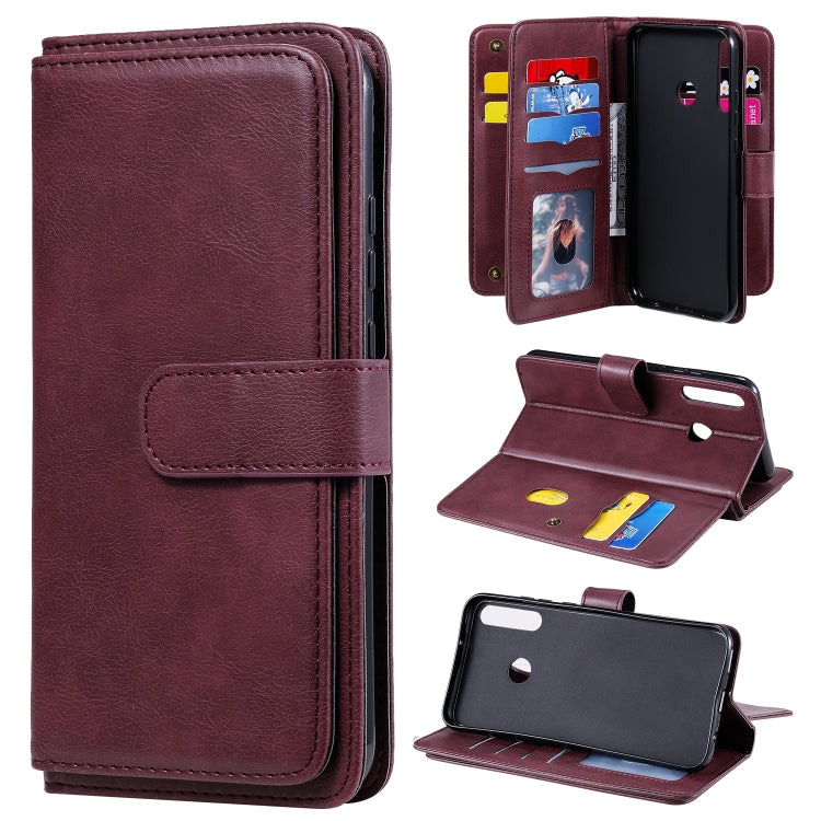 For Huawei P40 Lite E Multifunctional Magnetic Copper Buckle Horizontal Flip Solid Color Leather Case with 10 Card Slots & Wallet & Holder & Photo Frame