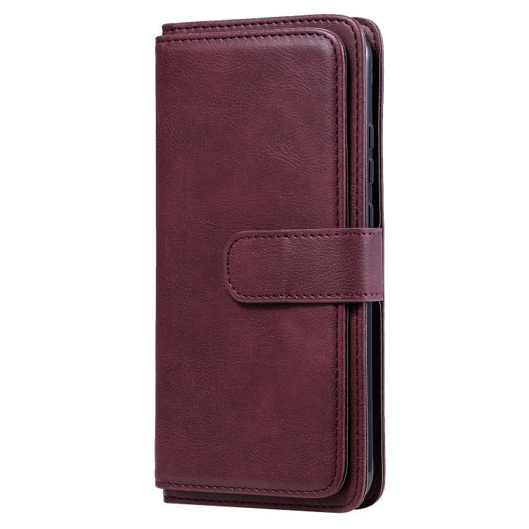 For Huawei P40 Lite E Multifunctional Magnetic Copper Buckle Horizontal Flip Solid Color Leather Case with 10 Card Slots & Wallet & Holder & Photo Frame