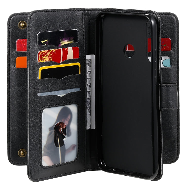 For Huawei P40 Lite E Multifunctional Magnetic Copper Buckle Horizontal Flip Solid Color Leather Case with 10 Card Slots & Wallet & Holder & Photo Frame