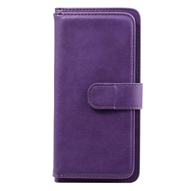 For Huawei P40 Lite E Multifunctional Magnetic Copper Buckle Horizontal Flip Solid Color Leather Case with 10 Card Slots & Wallet & Holder & Photo Frame