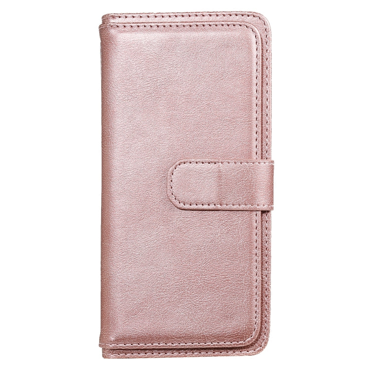 For Huawei P40 Lite E Multifunctional Magnetic Copper Buckle Horizontal Flip Solid Color Leather Case with 10 Card Slots & Wallet & Holder & Photo Frame
