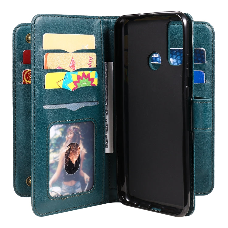 For Huawei P Smart(2020) Multifunctional Magnetic Copper Buckle Horizontal Flip Solid Color Leather Case with 10 Card Slots & Wallet & Holder & Photo Frame