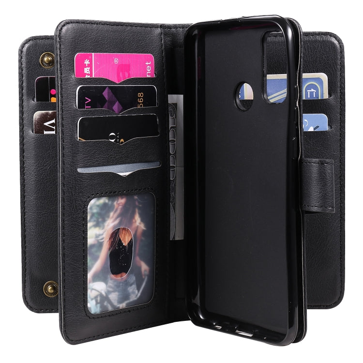 For Huawei P Smart(2020) Multifunctional Magnetic Copper Buckle Horizontal Flip Solid Color Leather Case with 10 Card Slots & Wallet & Holder & Photo Frame