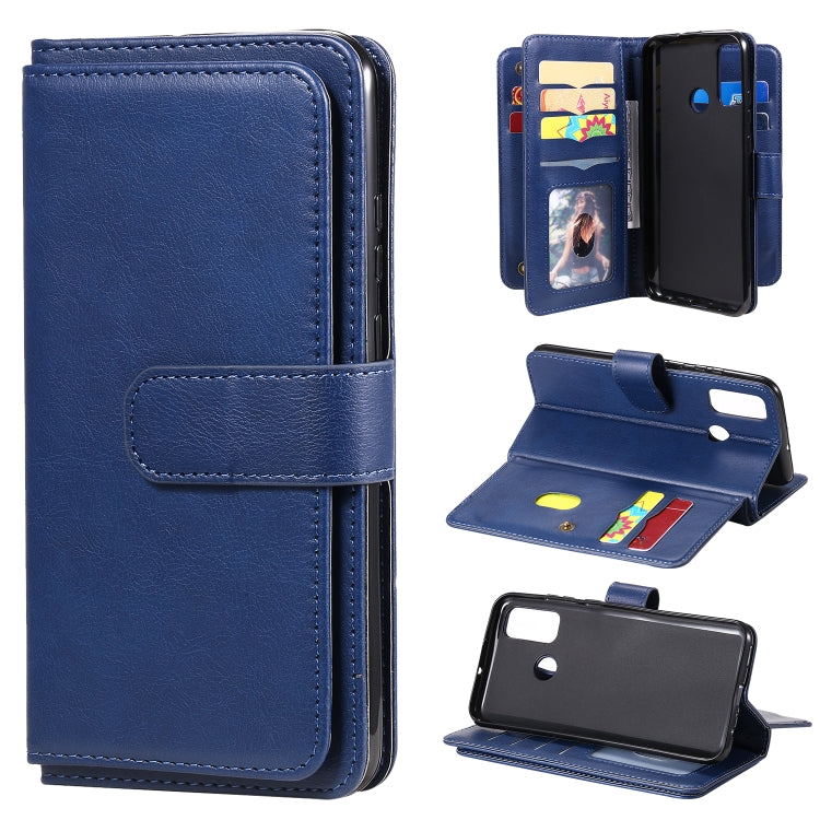 For Huawei P Smart(2020) Multifunctional Magnetic Copper Buckle Horizontal Flip Solid Color Leather Case with 10 Card Slots & Wallet & Holder & Photo Frame