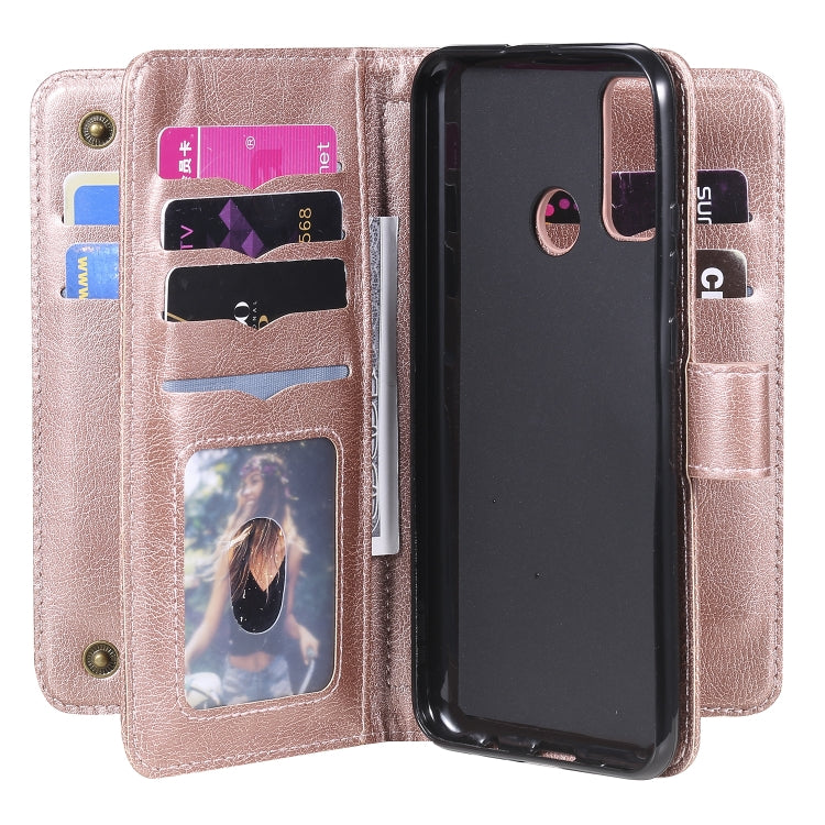 For Huawei P Smart(2020) Multifunctional Magnetic Copper Buckle Horizontal Flip Solid Color Leather Case with 10 Card Slots & Wallet & Holder & Photo Frame
