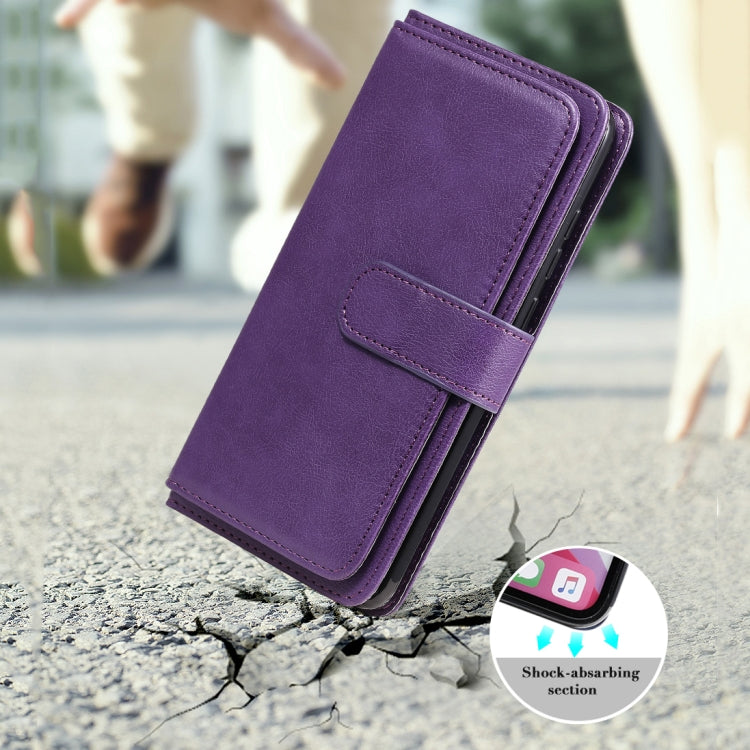 For Huawei P Smart(2020) Multifunctional Magnetic Copper Buckle Horizontal Flip Solid Color Leather Case with 10 Card Slots & Wallet & Holder & Photo Frame