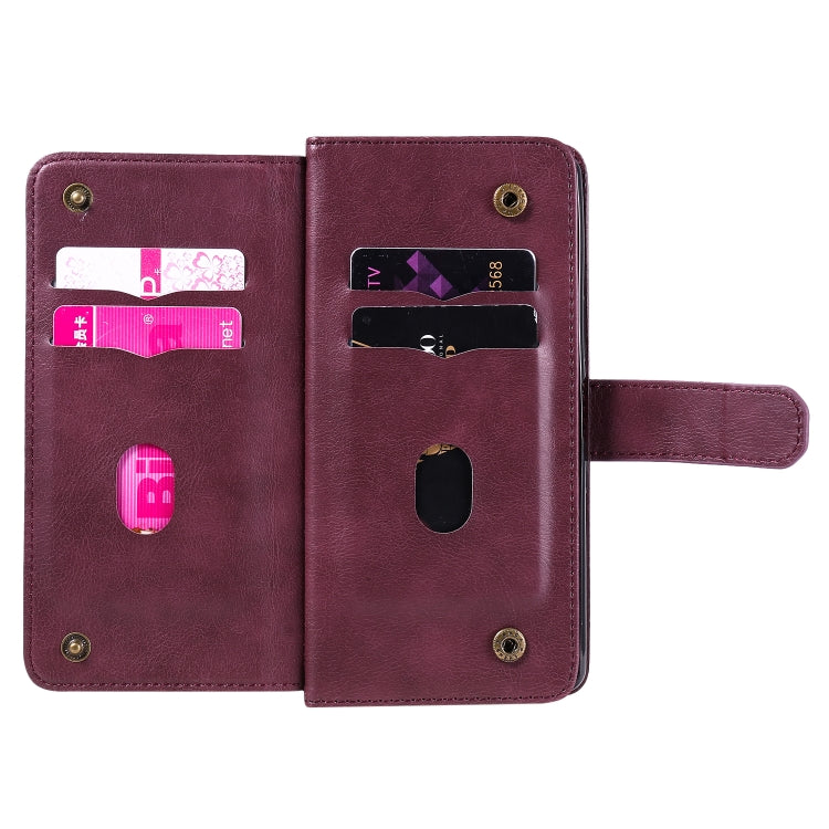 For Huawei Y6P Multifunctional Magnetic Copper Buckle Horizontal Flip Solid Color Leather Case with 10 Card Slots & Wallet & Holder & Photo Frame