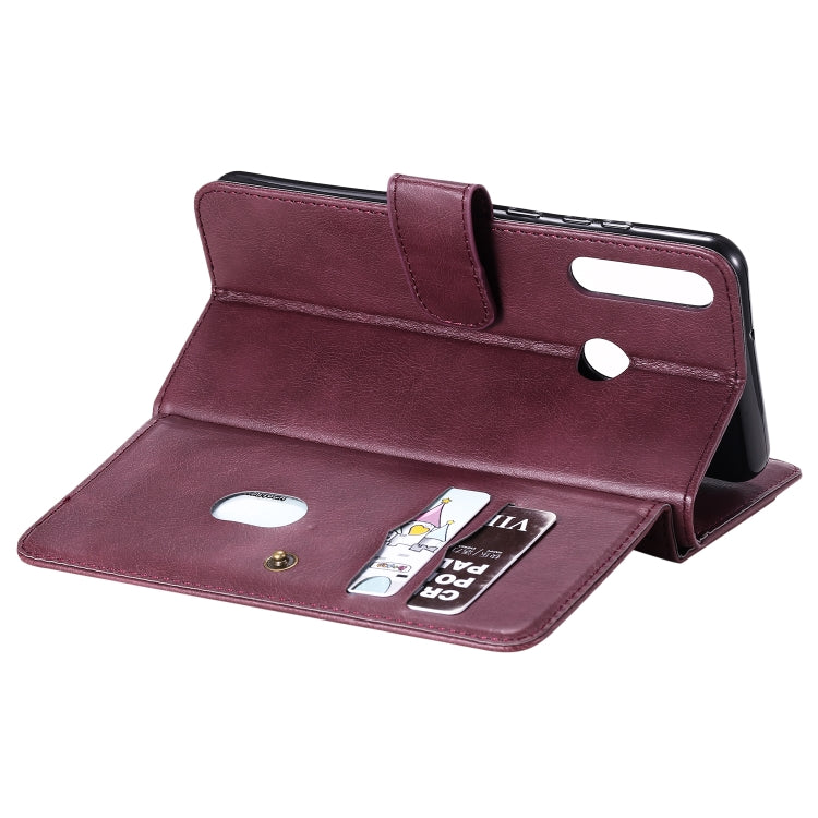 For Huawei Y6P Multifunctional Magnetic Copper Buckle Horizontal Flip Solid Color Leather Case with 10 Card Slots & Wallet & Holder & Photo Frame