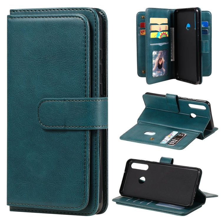 For Huawei Y6P Multifunctional Magnetic Copper Buckle Horizontal Flip Solid Color Leather Case with 10 Card Slots & Wallet & Holder & Photo Frame