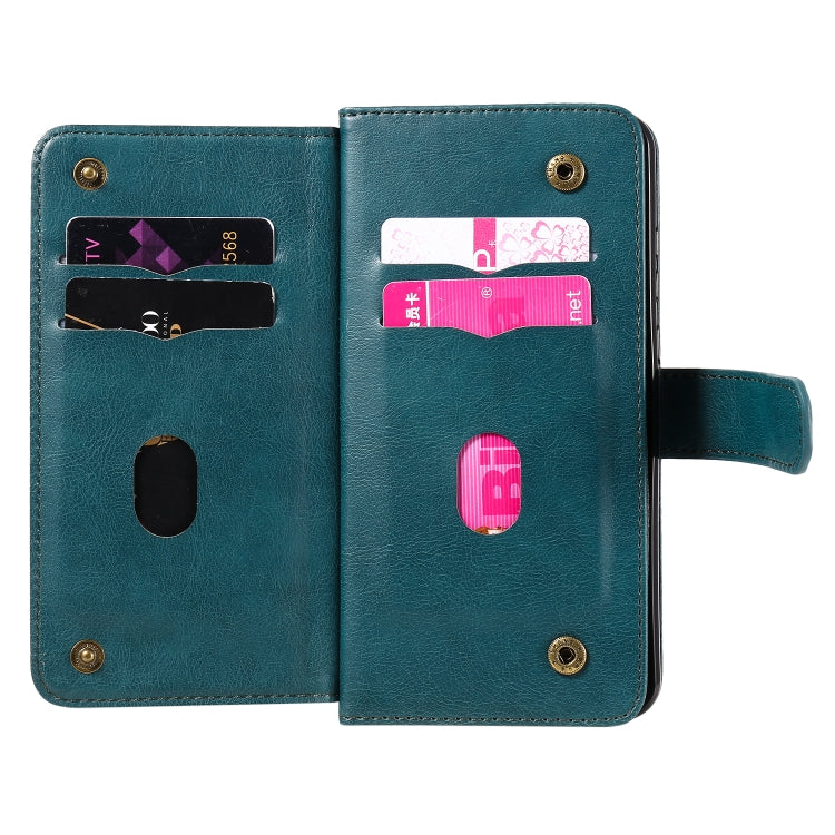 For Huawei Y6P Multifunctional Magnetic Copper Buckle Horizontal Flip Solid Color Leather Case with 10 Card Slots & Wallet & Holder & Photo Frame