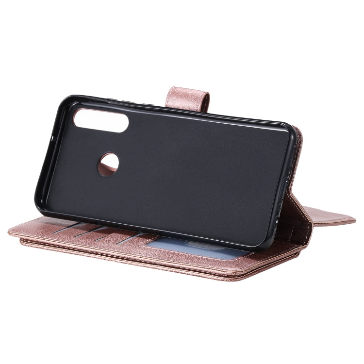 For Huawei Y6P Multifunctional Magnetic Copper Buckle Horizontal Flip Solid Color Leather Case with 10 Card Slots & Wallet & Holder & Photo Frame