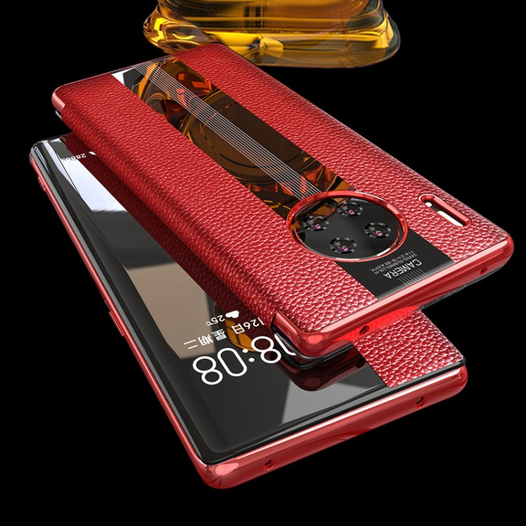 For Huawei Mate 30 Pro Genuine Leather Smart Shckproof Horizontal Flip Case