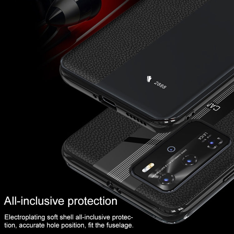 For Huawei P40 Pro Genuine Leather Smart Shckproof Horizontal Flip Case