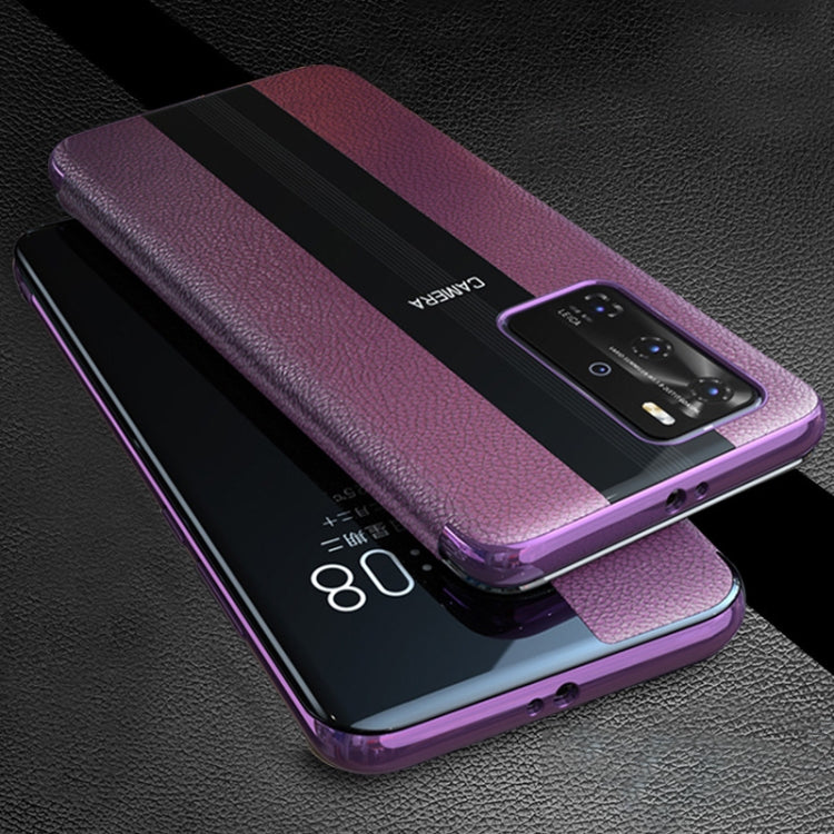 For Huawei P40 Pro Genuine Leather Smart Shckproof Horizontal Flip Case