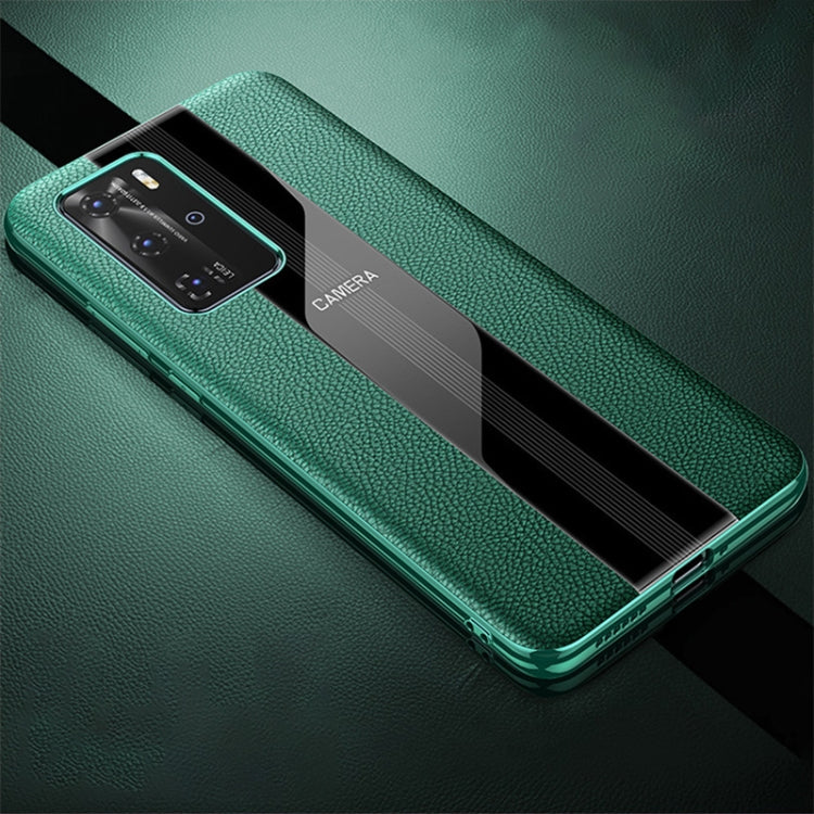 For Huawei P40 Pro Genuine Leather Electroplated Shckproof Protective Case