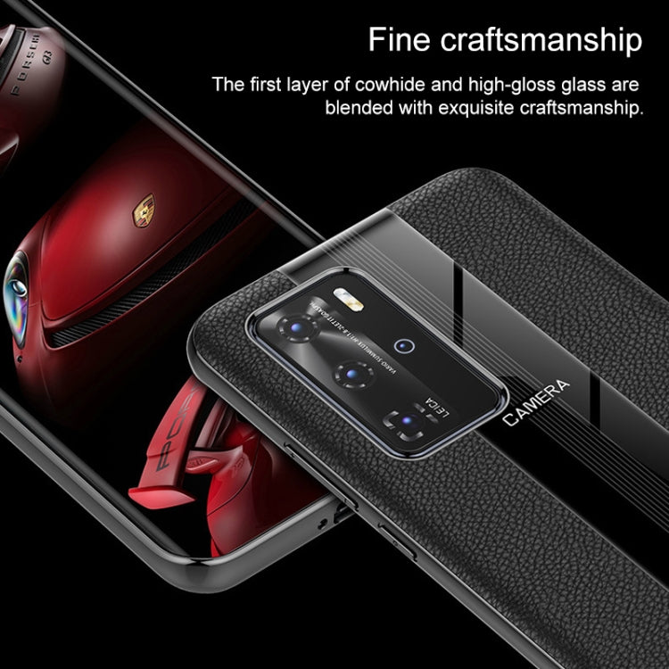 For Huawei P40 Genuine Leather Electroplated Shockproof Protective Case