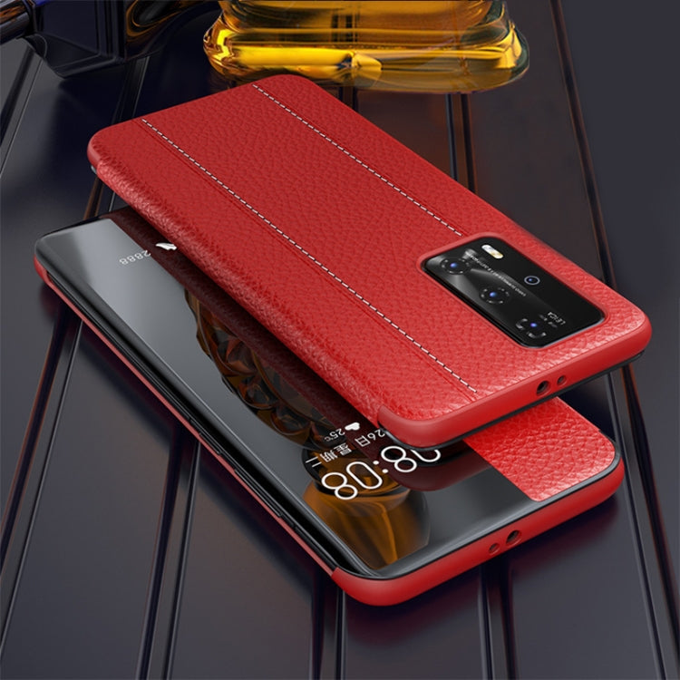 For Huawei P40 Genuine Leather Smart Shckproof Horizontal Flip Case
