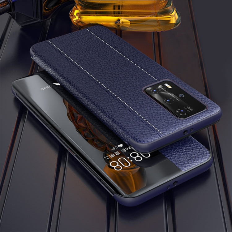For Huawei P40 Pro Plus Genuine Leather Smart Shckproof Horizontal Flip Case