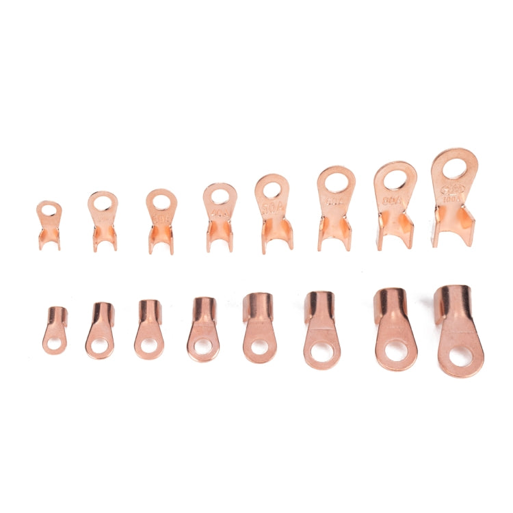 90 PCS Icstation Open Barrel Pure Copper Ring Lug Wire Crimp Terminals Assortment Kit