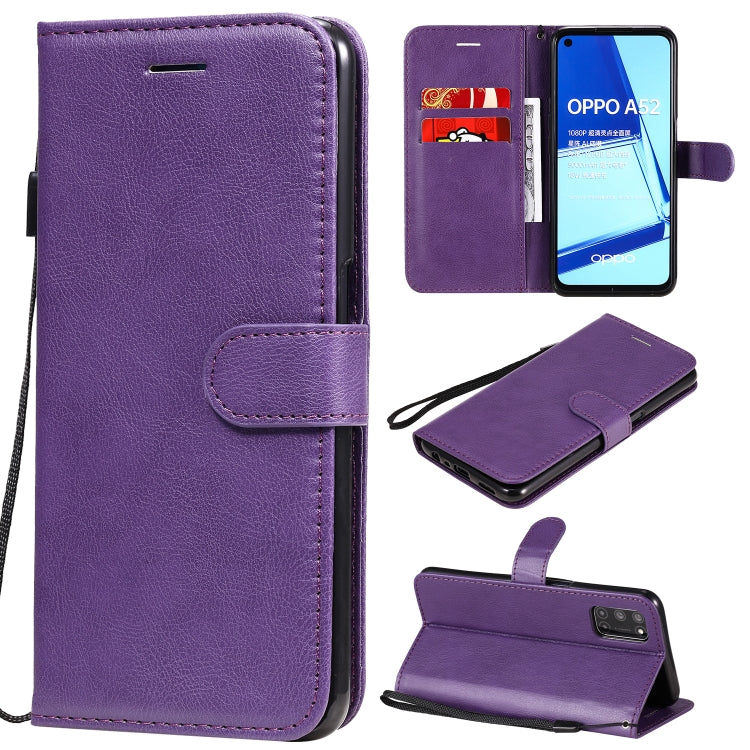 For Oppo A52 / A72 / A92 Solid Color Horizontal Flip Protective Leather Case with Holder & Card Slots & Wallet & Photo Frame & Lanyard