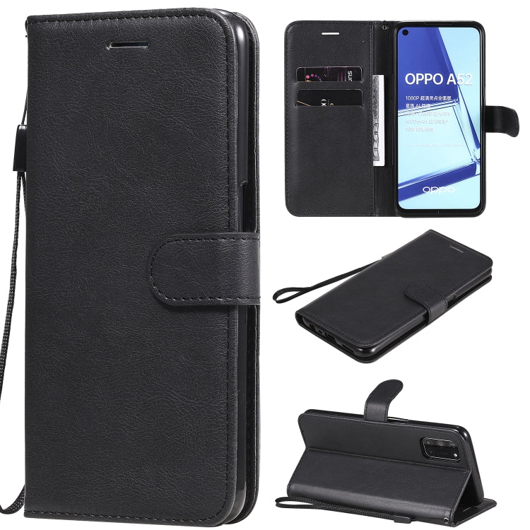 For Oppo A52 / A72 / A92 Solid Color Horizontal Flip Protective Leather Case with Holder & Card Slots & Wallet & Photo Frame & Lanyard
