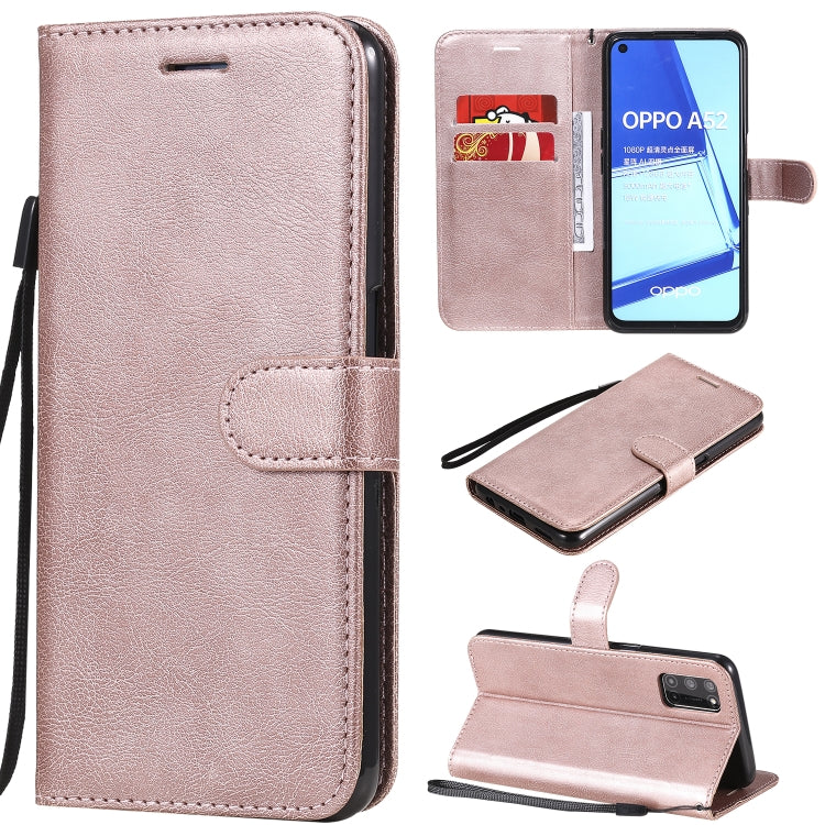 For Oppo A52 / A72 / A92 Solid Color Horizontal Flip Protective Leather Case with Holder & Card Slots & Wallet & Photo Frame & Lanyard