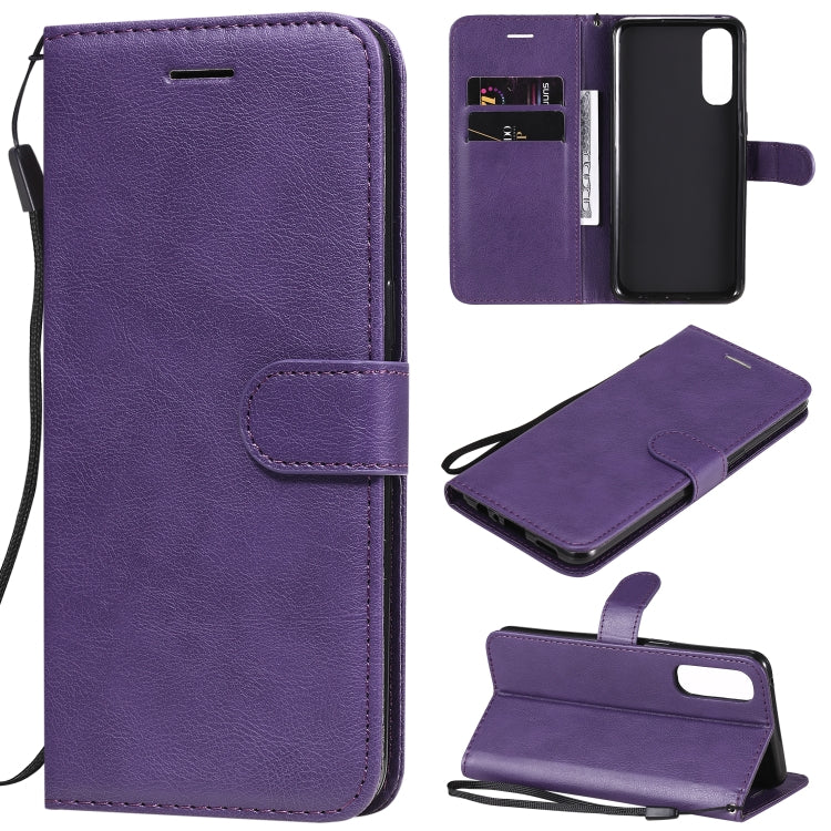 For Oppo Reno3 Pro 4G Solid Color Horizontal Flip Protective Leather Case with Holder & Card Slots & Wallet & Photo Frame & Lanyard