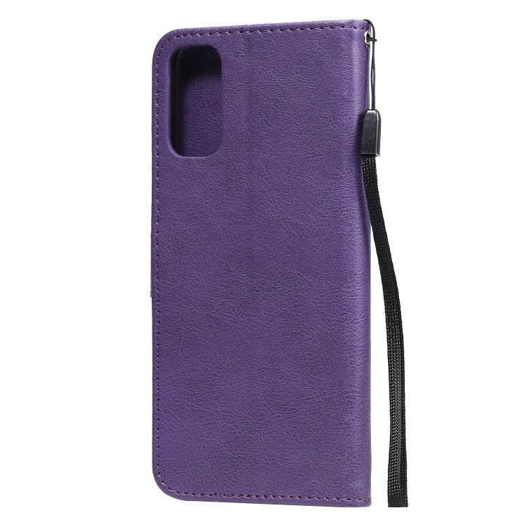 For Oppo Reno4 5G Solid Color Horizontal Flip Protective Leather Case with Holder & Card Slots & Wallet & Photo Frame & Lanyard