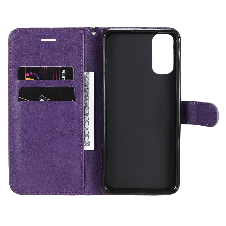 For Oppo Reno4 5G Solid Color Horizontal Flip Protective Leather Case with Holder & Card Slots & Wallet & Photo Frame & Lanyard