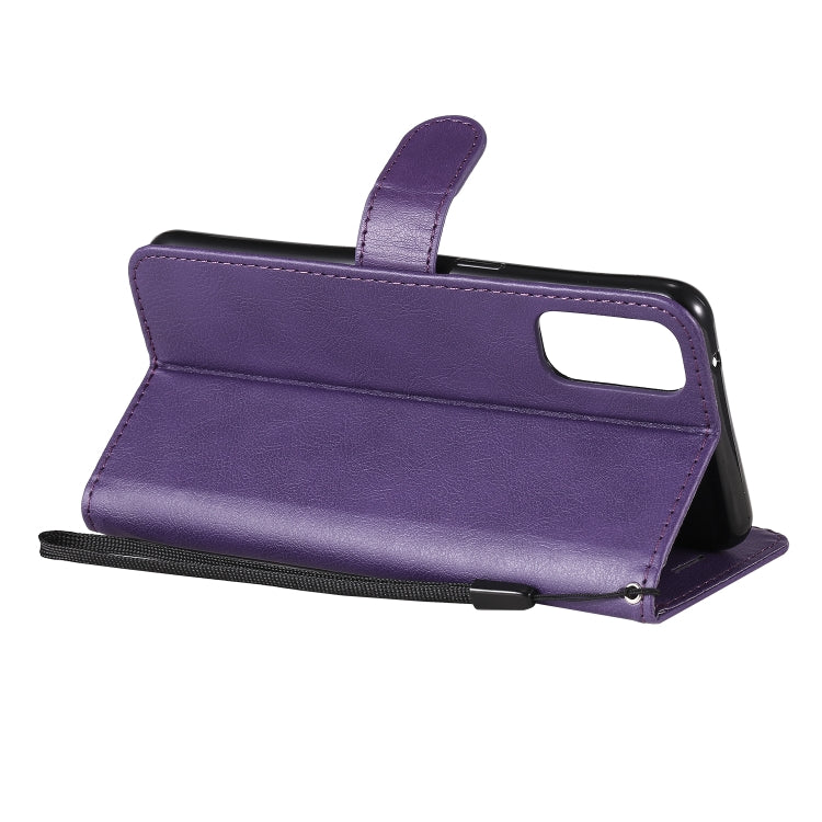 For Oppo Reno4 5G Solid Color Horizontal Flip Protective Leather Case with Holder & Card Slots & Wallet & Photo Frame & Lanyard