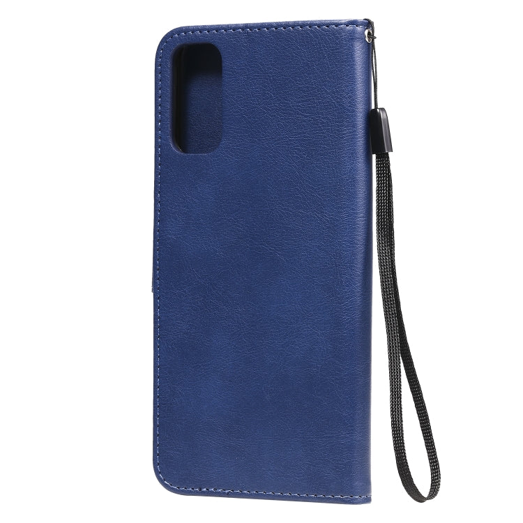 For Oppo Reno4 5G Solid Color Horizontal Flip Protective Leather Case with Holder & Card Slots & Wallet & Photo Frame & Lanyard