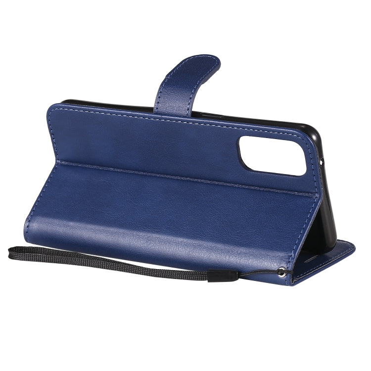 For Oppo Reno4 5G Solid Color Horizontal Flip Protective Leather Case with Holder & Card Slots & Wallet & Photo Frame & Lanyard