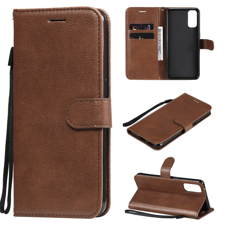 For Oppo Reno4 5G Solid Color Horizontal Flip Protective Leather Case with Holder & Card Slots & Wallet & Photo Frame & Lanyard