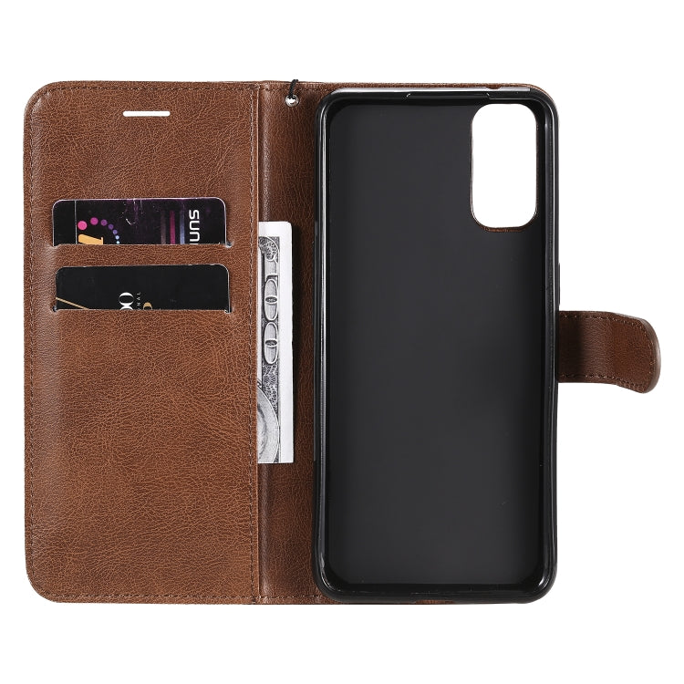 For Oppo Reno4 5G Solid Color Horizontal Flip Protective Leather Case with Holder & Card Slots & Wallet & Photo Frame & Lanyard