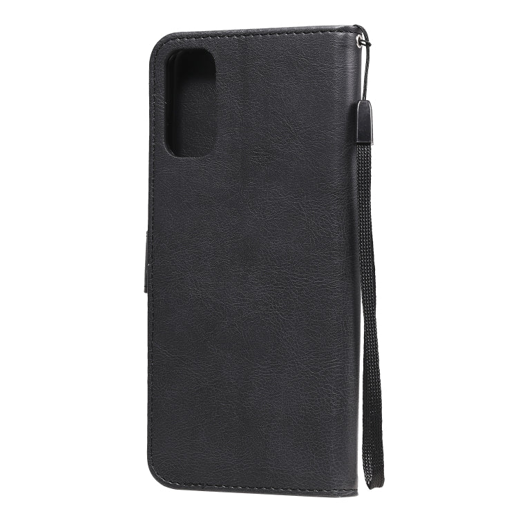 For Oppo Reno4 5G Solid Color Horizontal Flip Protective Leather Case with Holder & Card Slots & Wallet & Photo Frame & Lanyard