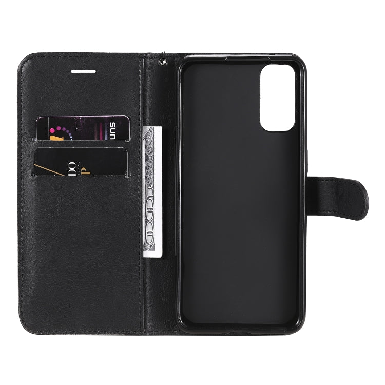 For Oppo Reno4 5G Solid Color Horizontal Flip Protective Leather Case with Holder & Card Slots & Wallet & Photo Frame & Lanyard