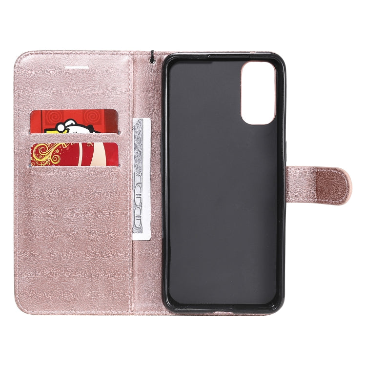 For Oppo Reno4 5G Solid Color Horizontal Flip Protective Leather Case with Holder & Card Slots & Wallet & Photo Frame & Lanyard