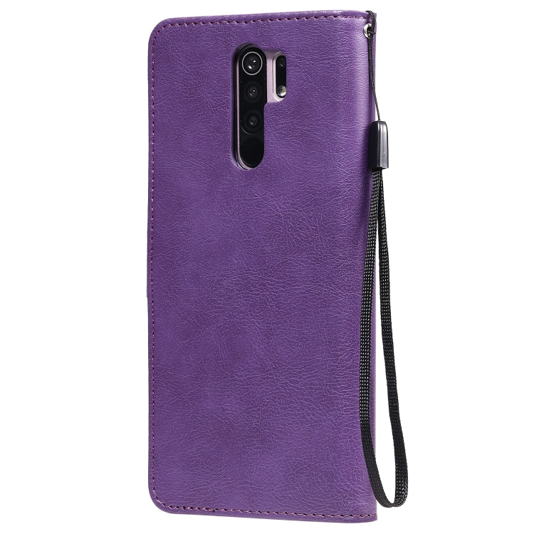 For Xiaomi Redmi 9 Solid Color Horizontal Flip Protective Leather Case with Holder & Card Slots & Wallet & Photo Frame & Lanyard