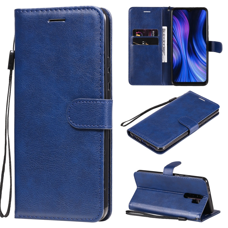 For Xiaomi Redmi 9 Solid Color Horizontal Flip Protective Leather Case with Holder & Card Slots & Wallet & Photo Frame & Lanyard