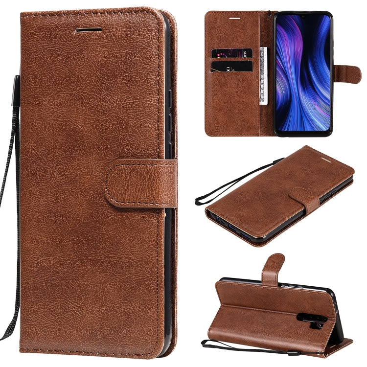 For Xiaomi Redmi 9 Solid Color Horizontal Flip Protective Leather Case with Holder & Card Slots & Wallet & Photo Frame & Lanyard