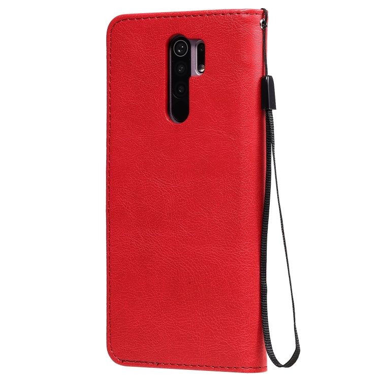 For Xiaomi Redmi 9 Solid Color Horizontal Flip Protective Leather Case with Holder & Card Slots & Wallet & Photo Frame & Lanyard