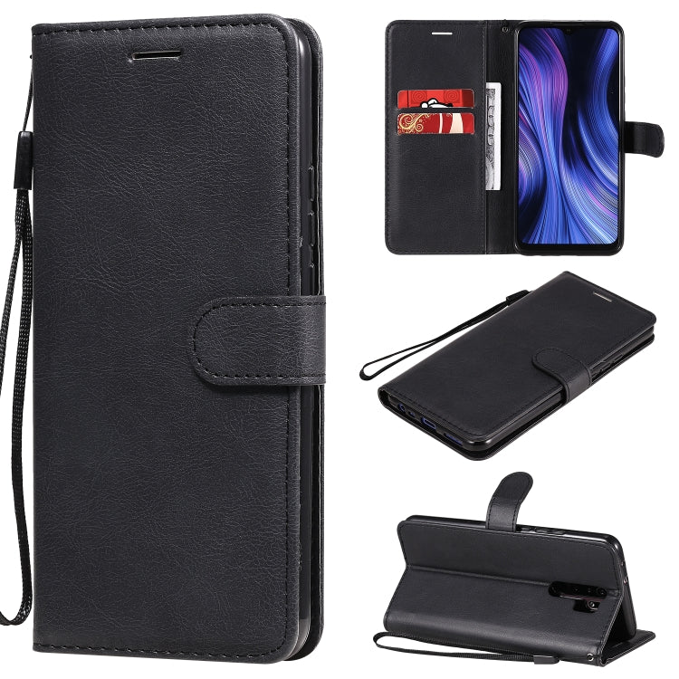 For Xiaomi Redmi 9 Solid Color Horizontal Flip Protective Leather Case with Holder & Card Slots & Wallet & Photo Frame & Lanyard