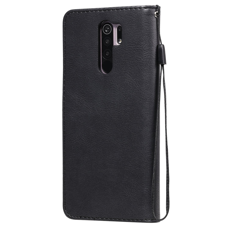For Xiaomi Redmi 9 Solid Color Horizontal Flip Protective Leather Case with Holder & Card Slots & Wallet & Photo Frame & Lanyard